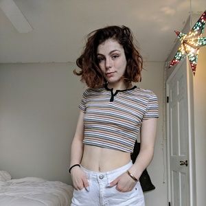 Stripped, 70s, Unique Crop Top